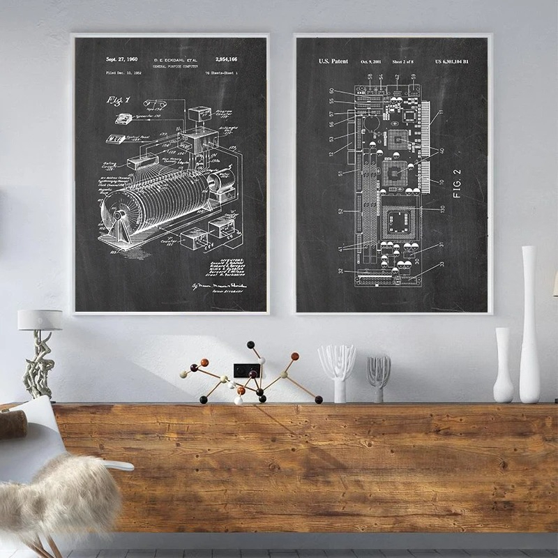 6Pcs Vintage Computer Patent W - Office Tech Setup recension och pris