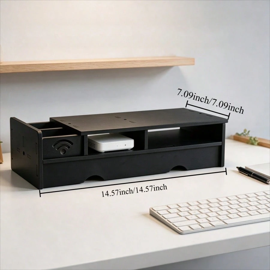 Black Matte WiFi Router Storag - Office Tech Setup recension och pris